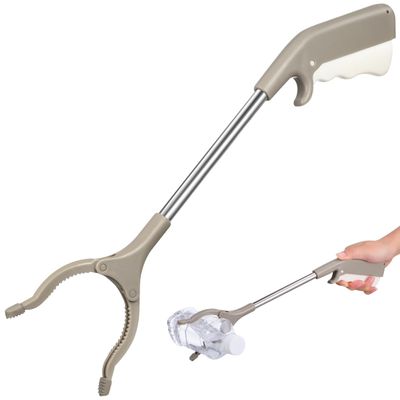 1pc Stainless Steel Trash Clamp Rubbish Pick Up Clip Garbage Cramp Iron for Sanitary Workers Non-Slip Handle Easy Operation for Efficient Litter Collection