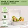 [500 COUNT]Harvest Pack 9 X 6" PFAS FREE White Compostable Clamshell Food Containers, Heavy-Duty Hinged Container, Disposable Bagasse Eco-Friendly Natural Takeout to go Box, Made from Sugarcane view 4