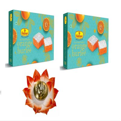 Haldiram's Nagpur Orange Burfee 500 gm Pack of 2 (500 X2) with Large Diya