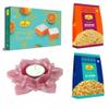 Haldiram's Nagpur Orange Burfee 500 Grams, Bhujia Sev(200 gm),All in One(200 gm) with Large Diya view 1