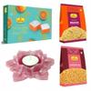 Haldiram's Nagpur Orange Burfee 500 Grams, Chatpata Dal(200 gm),Bhujia Sev(200 gm) with Large Diya view 1