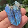 1PC Natural Labradorite Hand Carved The Wing Skull Quartz Crystal Healing Reiki view 2