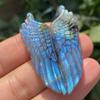1PC Natural Labradorite Hand Carved The Wing Skull Quartz Crystal Healing Reiki view 3