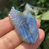 1PC Natural Labradorite Hand Carved The Wing Skull Quartz Crystal Healing Reiki view 4