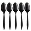 100 Plastic Spoons Black Medium Weight | Plastic Cutlery Disposable Spoons Utensils - Durable Plasticware Teaspoons Cutlery | Great For Celebrations, Parties, Travels, Events, And Everyday Use view 1