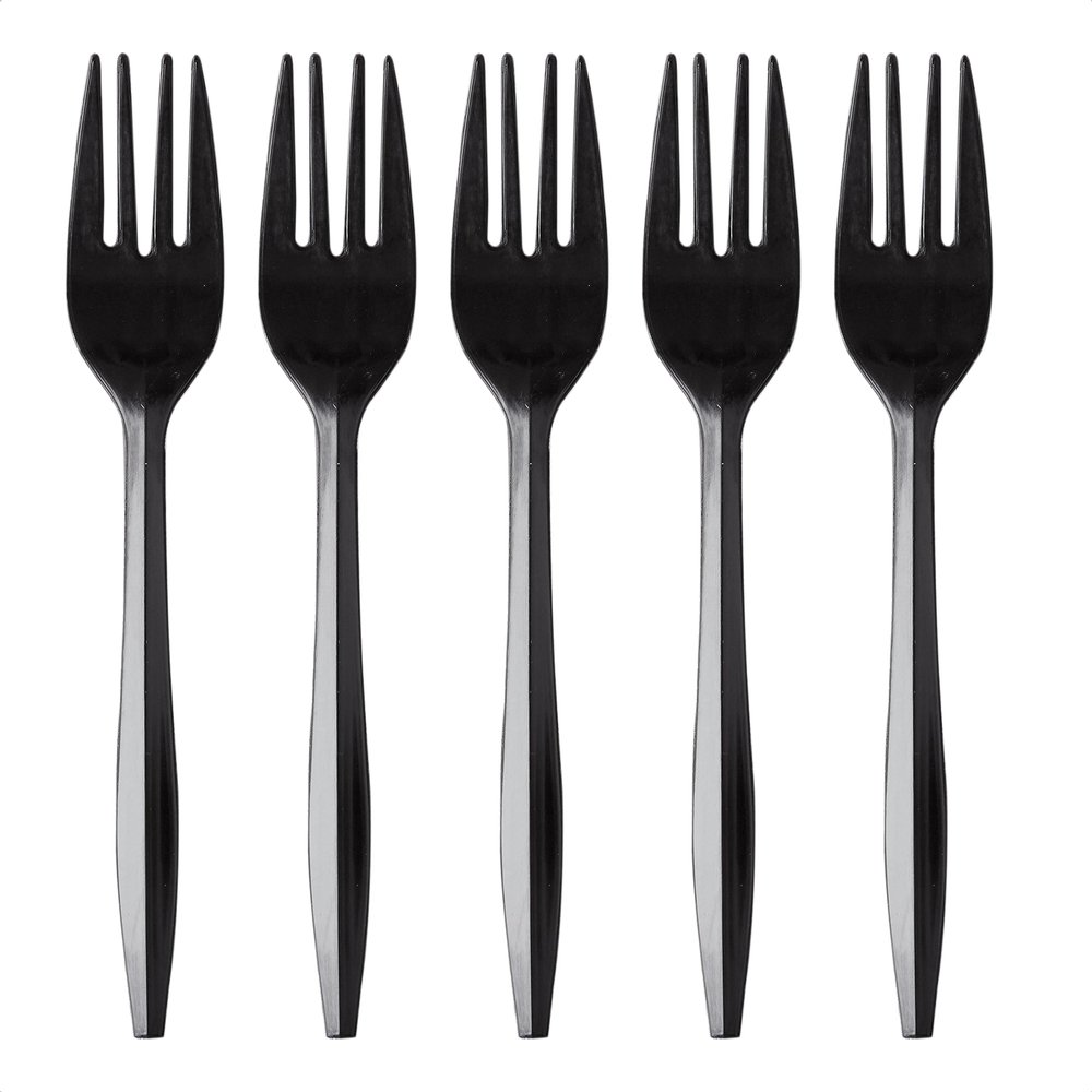 100 Plastic Forks Black Medium Weight | Plastic Cutlery Disposable Forks Utensils - Durable Plasticware Cutlery | Great For Celebrations, Parties, Travels, Events, And Everyday Use