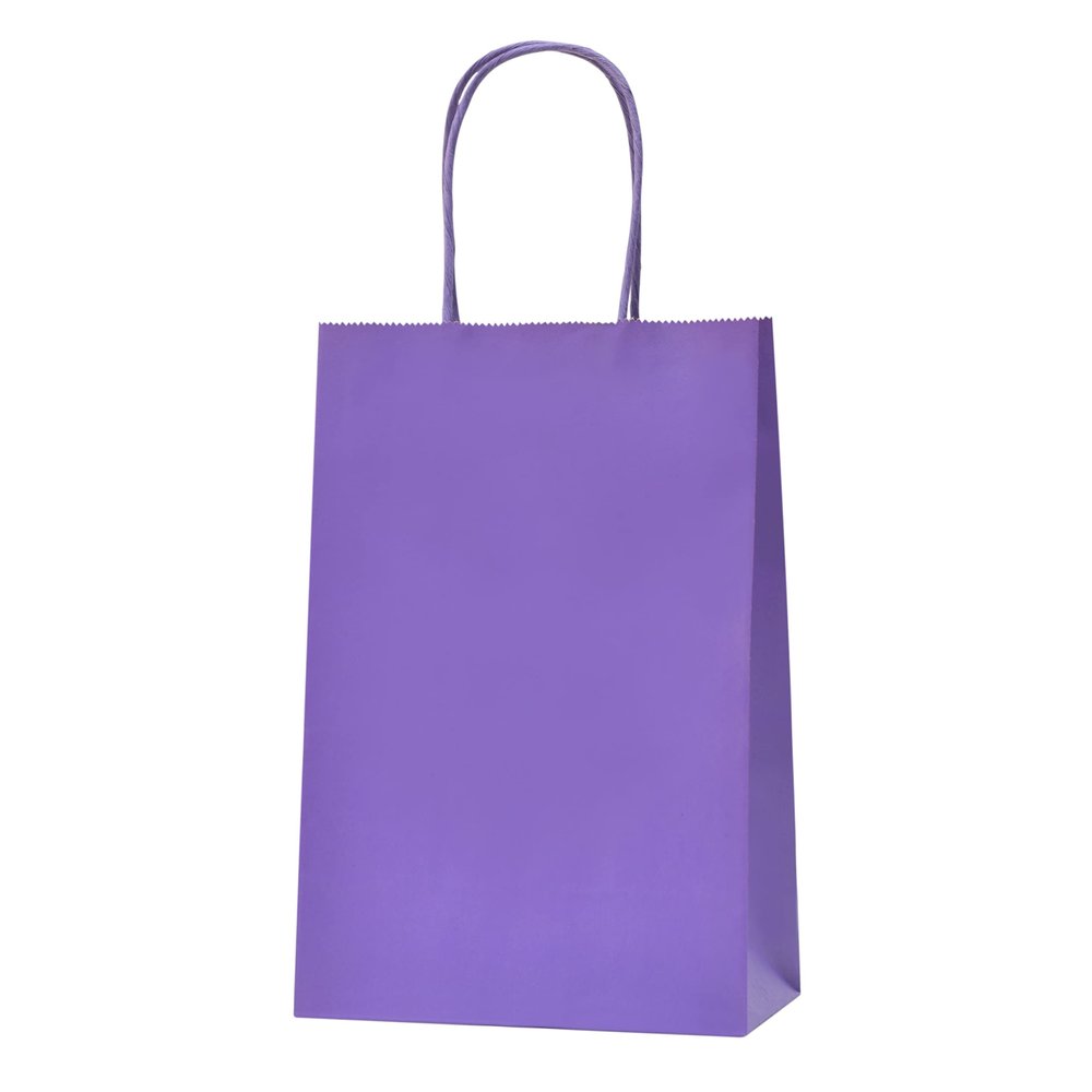 Nexmint Purple Kraft Paper Gift Bags: 96 Bulk Pack Small Gift Bags with Handle (8.5" x 5.5"). Great for Birthday, Halloween, Gifts, Holiday Party, Favor, Trick or Treat, Goodie, Candies & Special Occasions