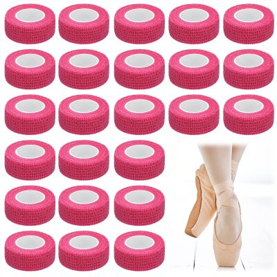 24 Roll Pink Toe Tape Self Adhesive Bandage Wrap Breathable Flexible Ballet Toe Tape Elastic Sweatproof Blister Protection for Dancer, Sports, Wrist, Ankle, 5.47 Yards Each