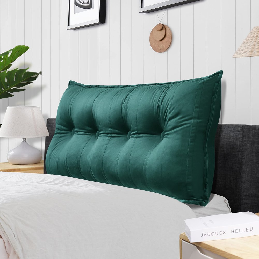 Rucener Rectangular Headboard Reading Body Pillow Large Cushion Removable Headboard Backrest Reading Pillow Headboard Gift for Mom Cyan Full