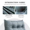 Rucener Twin Rectangular Headboard Reading Pillow, Velvet College Dorm Bed Pillow, Removable Headboard Backrest Reading Pillow Headboard, Dorm Bedding Essentials for Girls & Boys Grey view 4