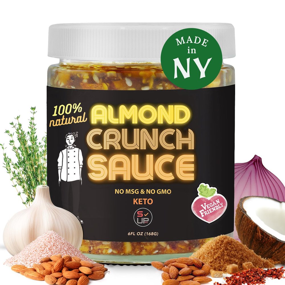 SAUCE UP Almond Crunch Sauce | Thick, Savory & Nutty with Roasted Almond Chunks | Vegan, Keto-Friendly, Gluten-Free, Non-GMO, No MSG | Perfect for Noodles, Stir-Fries, Salads & Dipping | 1 Pack