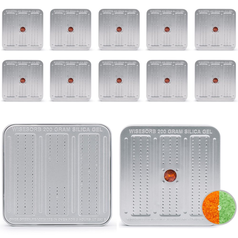 Wisesorb 200 Gram 10 Pack Gun Safe Dehumidifier, Reusable Silica Gel Dehumidifier, Indicating Silica Gel Desiccant Canister (Orange to Green)