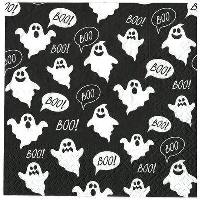 AM Dcor - 20 Count Soft 3-Ply Tissue Decoupage Luncheon Paper Napkins -13" x 13" (Unfolded), Boo Halloween