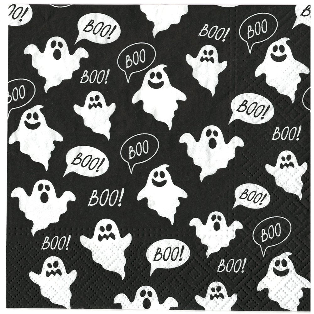 AM Dcor - 20 Count Soft 3-Ply Tissue Decoupage Luncheon Paper Napkins -13" x 13" (Unfolded), Boo Halloween