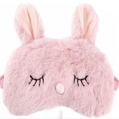 BE Cute Plush Sleep Mask Unicorn Cat Panda Bunny Kids Girls Women Gift Blindfold Eye Cover (Pink Bunny)