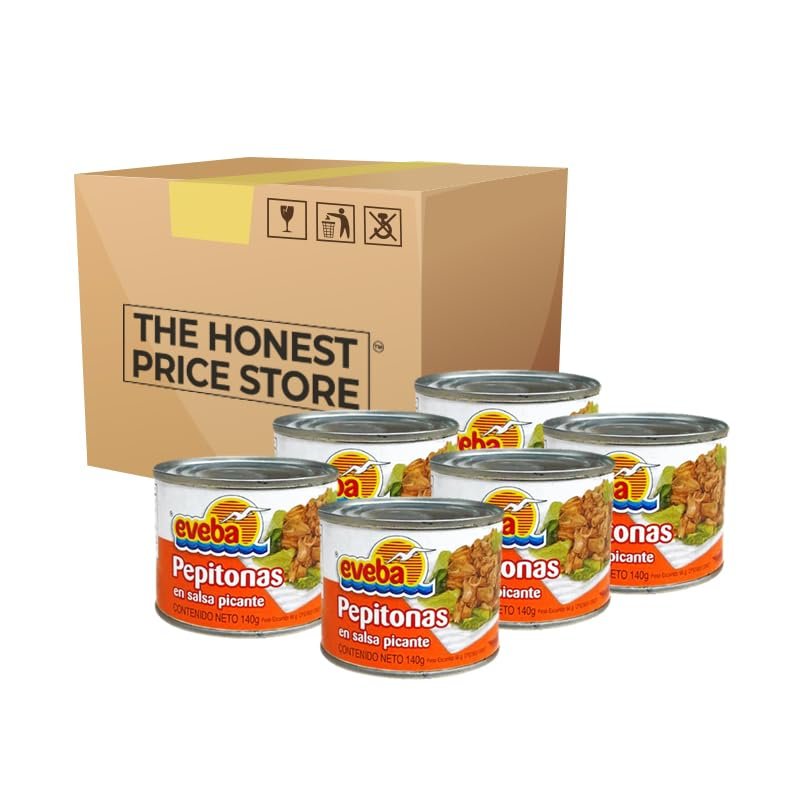 Eveba Pepitonas En Salsa Picante - Authentic Venezuelan Clams in Spicy Sauce - Gourmet Canned Seafood - Ready-to-Eat Pepitones - Traditional Hispanic Cuisine - Imported South American Delicacy - 6-Pack Bulk Value - The Honest Price Store - Tinned Spe
