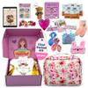 The Bloom First Period Kit for Girls 9-10-12-14 for School | Menstrual Starter Kit Essentials for Tween Girls | First Periods Teen Gifts Box with Pads, Wipes, Educational E-Book & More (48 PCs) view 1