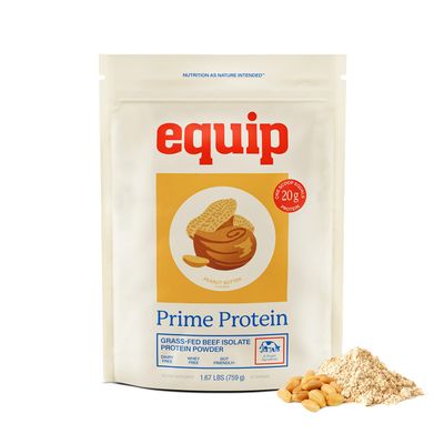 Equip Foods Prime Protein Powder | Clean, Grass Fed Beef Protein Powder for Women & Men | Carnivore Protein Isolate | Paleo, Keto Friendly | Gluten & Dairy Free | 30 Servings, Peanut Butter