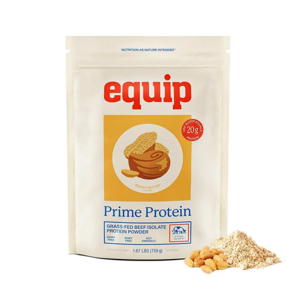 Equip Foods Prime Protein Powder | Clean, Grass Fed Beef Protein Powder for Women & Men | Carnivore Protein Isolate | Paleo, Keto Friendly | Gluten & Dairy Free | 30 Servings, Peanut Butter