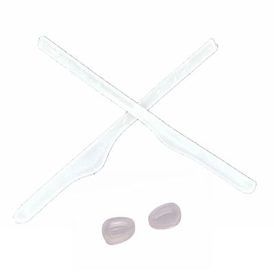 Caulo Replacement Kit of Temple Ear Socks and Nose Pads Compatible with Oakley Keel Tech OX3122 Glass Eyeglass Frames (Milky White w Clear Nose Pads - 1 Set)