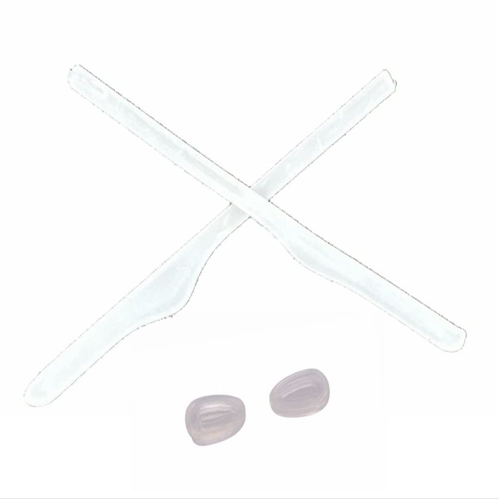 Caulo Replacement Kit of Temple Ear Socks and Nose Pads Compatible with Oakley Keel Tech OX3122 Glass Eyeglass Frames (Milky White w Clear Nose Pads - 1 Set)