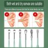 12 Pcs Ear Pick Earwax Removal Kit, Ear Cleaning Tool, Stainless Steel Earwax Removal Tool with Leather Storage Box (Black&Green) view 4
