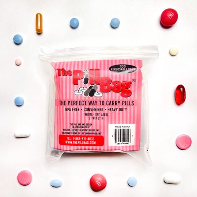 3 mil Strong, Flexible, Comfortable.The Pill Bag Medicine Pill Organizer, Resealable, Disposable Pouches for Vitamins, Gummies, Plastic Bags Travel, Walks, Exercise, Clean,Standard Size100 Count