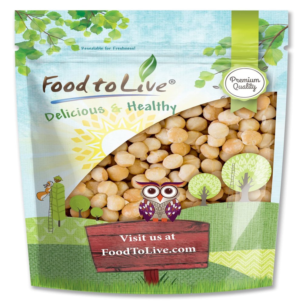 Food to Live Dry Roasted Macadamia Nuts, 2 Pounds Oven Roasted Whole Nuts, Unsalted, No Oil Added, Great Vegan Snack, Keto, Kosher, Bulk. High in Protein and Healthy Fats. Great for Baking