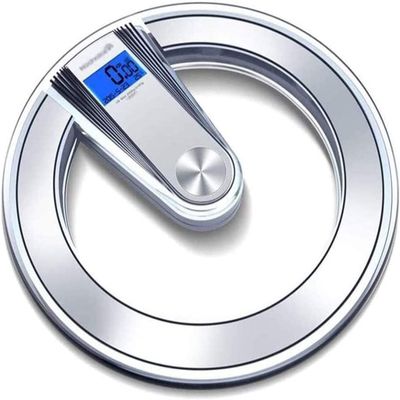 DULASP Digital Body Weight Bathroom Scale, Large Blue LCD Backlight Display, High Precision Measurements, 6mm Tempered Glass, 400 Pounds, Silver