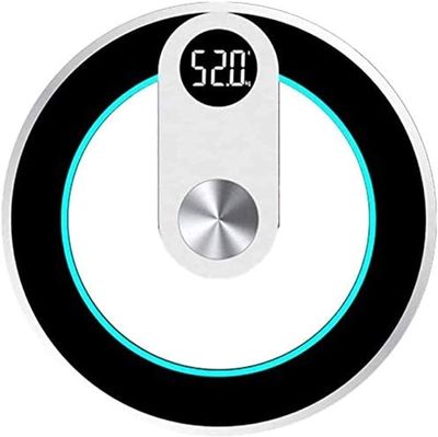 DULASP Digital Body Weight Bathroom Scale, Large Blue LCD Backlight Display, High Precision Measurements, 6mm Tempered Glass, 400 Pounds, Silver