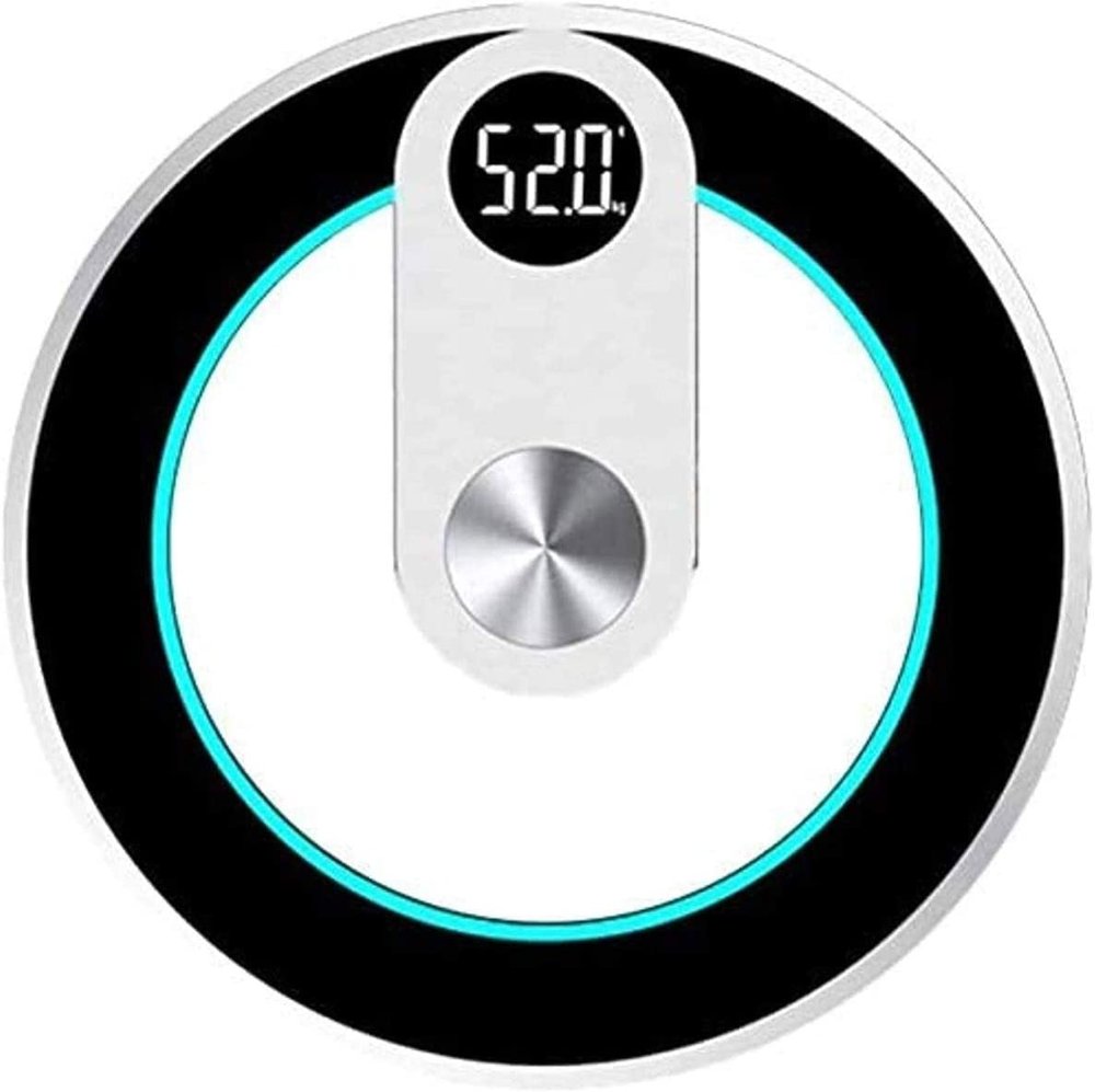 DULASP Digital Body Weight Bathroom Scale, Large Blue LCD Backlight Display, High Precision Measurements, 6mm Tempered Glass, 400 Pounds, Silver