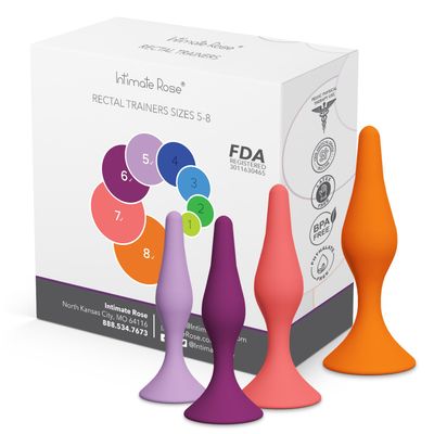 Rectal Dilator Trainer Set for Men and Women  Pelvic Floor Therapy Tool - Medical Grade Silicone, FDA Registered - 4-Pack, Sizes 5-8