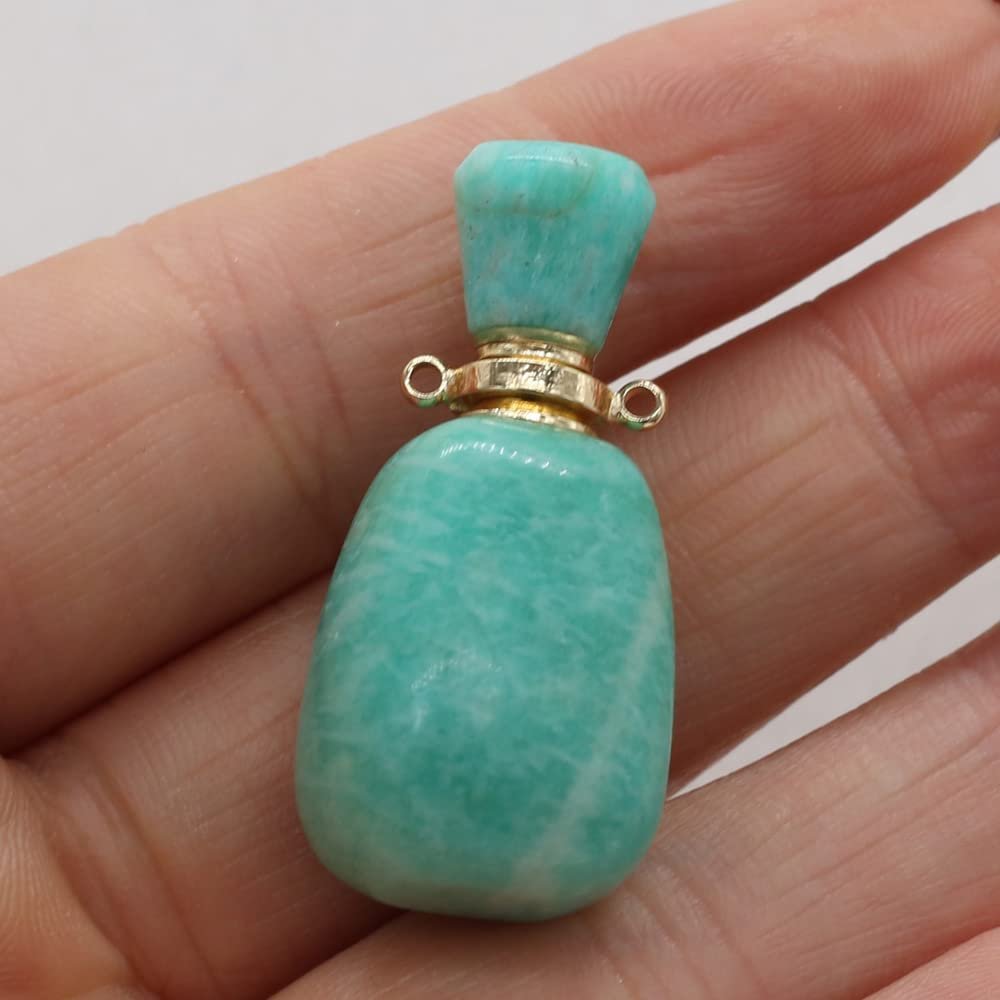 Natural Stone Perfume Bottle Pendant Essential Oil Bottles Crystal Amethysts for Jewelry Making Necklace Pendant,17x35mm