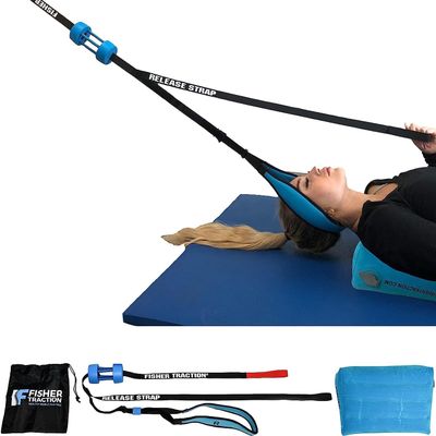 Fisher Traction Cervical Neck Traction Device  Neck Decompression for Spinal Rehydration & Disc Bulges  Patented Stretcher Strap Release for Pinched Nerves  Lightweight & Portable Neck Stretcher