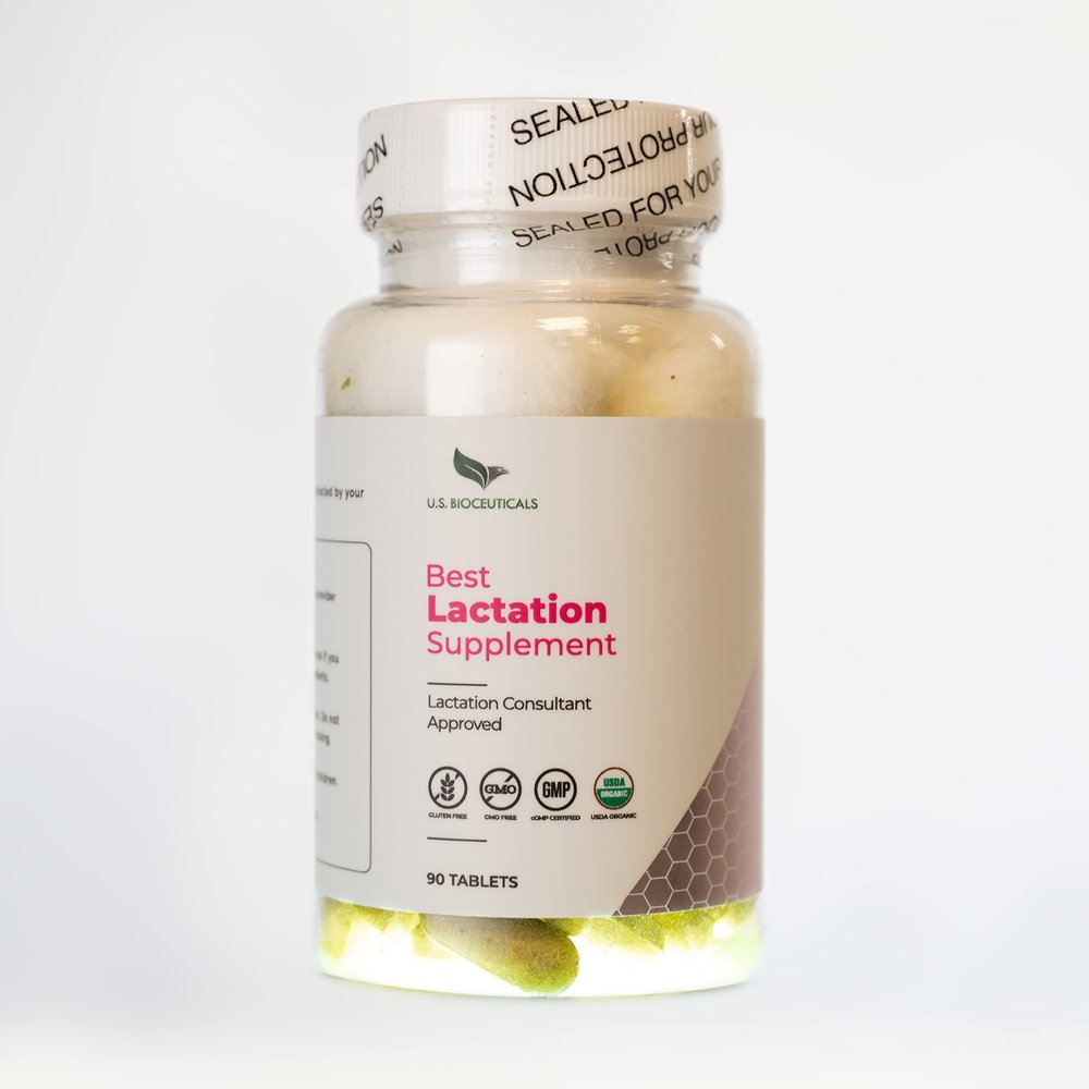 U.S. Bioceuticals Organic Best Lactation Supplement Tablets - Goats Rue, Blessed Milk Thistle, Fenugreek - Lactation Consultant Approved - Laboratory Tested - cGMP Manufacturing