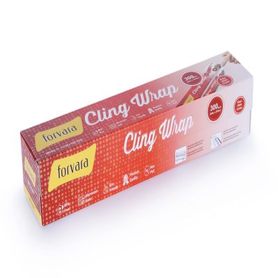 Forvara Cling Wrap Non-PVC Plastic Wrap for Food - 300 Square Foot Roll with Slide Cutter