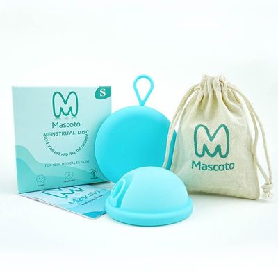 Mascoto Reusable Menstrual Disc Set (2 Pack)  Soft Medical-Grade Silicone, Leak-Resistant Design, Easy Removal Loop, 12-Hour Wear, Comfortable & Reusable Period Protection with Storage Pouch (Small)