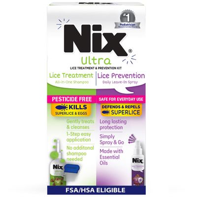 Nix Lice Treatment & Prevention Kit, All-in-One Shampoo, 4 fl oz, with Lice Removal Comb and Lice Prevention Daily Leave-in Spray, 6 fl oz