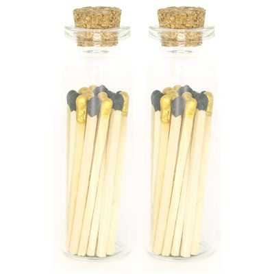 River Birch Decorative Matches in a Bottle with Striker - Cute & Colored Matches - 2 Bottles, Great Gatsby Blend Tip, 40 Matches