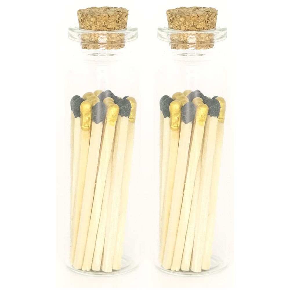River Birch Decorative Matches in a Bottle with Striker - Cute & Colored Matches - 2 Bottles, Great Gatsby Blend Tip, 40 Matches