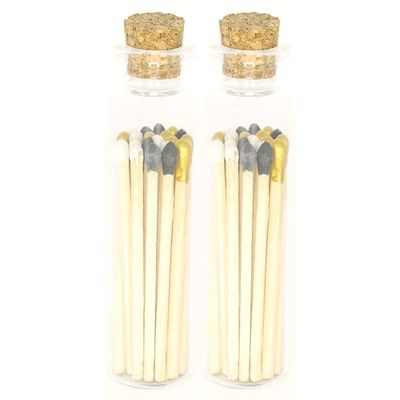 River Birch Decorative Matches in a Bottle with Striker - Cute & Colored Matches - 2 Bottles, New Year's Eve Tip, 40 Matches