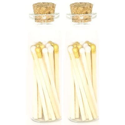 River Birch Decorative Matches in Bottles, Striker Included - Colored Wedding Blend Tip, 40 Matches