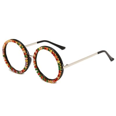 Round Reading Glasses Bling Rhinestones color Crystal Diamond Frame Computer Eyewear Anti Blue Light Reader (colorful, 2, multiplier_x)