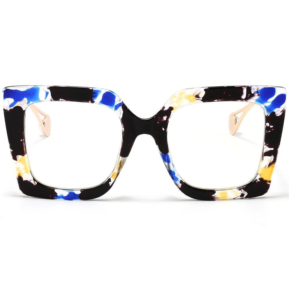 AIEYEZO Oversized Blue Light Glasses for Women, Anti Fatigue Prevent Headache Computer Eyeglasses (Flower)