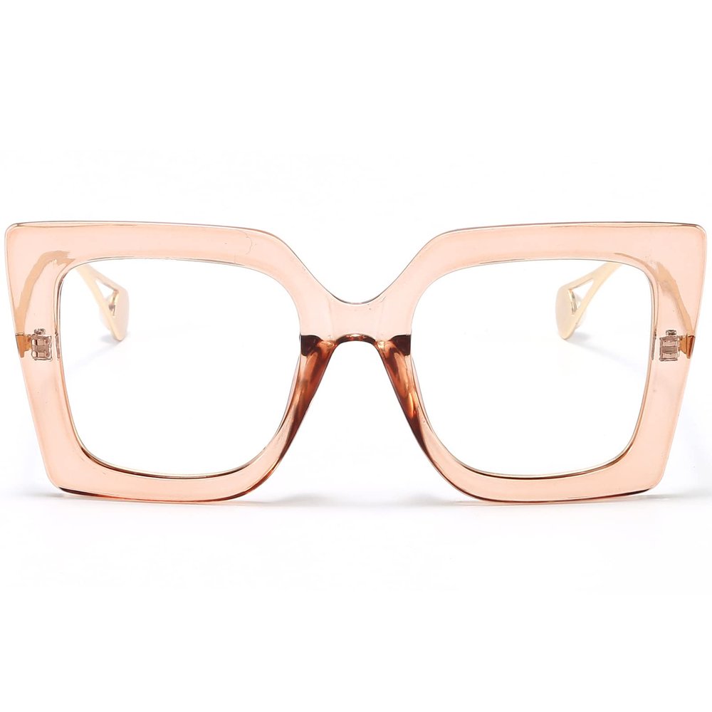 AIEYEZO Oversized Blue Light Glasses for Women, Anti Fatigue Prevent Headache Computer Eyeglasses (Pink)
