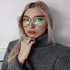 AIEYEZO Oversized Blue Light Glasses for Women, Anti Fatigue Prevent Headache Computer Eyeglasses (Pink) view 2