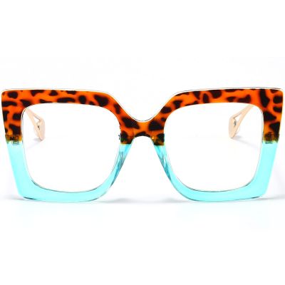 AIEYEZO Oversized Blue Light Glasses for Women, Anti Fatigue Prevent Headache Computer Eyeglasses (Leopard & Blue)
