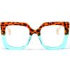 AIEYEZO Oversized Blue Light Glasses for Women, Anti Fatigue Prevent Headache Computer Eyeglasses (Leopard & Blue) view 1