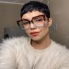 AIEYEZO Oversized Blue Light Glasses for Women, Anti Fatigue Prevent Headache Computer Eyeglasses (Leopard & Blue) view 2