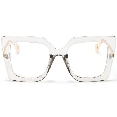 AIEYEZO Oversized Blue Light Glasses for Women, Anti Fatigue Prevent Headache Computer Eyeglasses (Clear Grey)